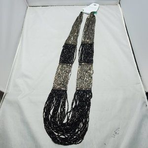 Signature 26 strands black-gunmetal gray seed beads necklace